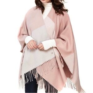Elegant Pink and Cream Women's Sweater poncho shrug coverup